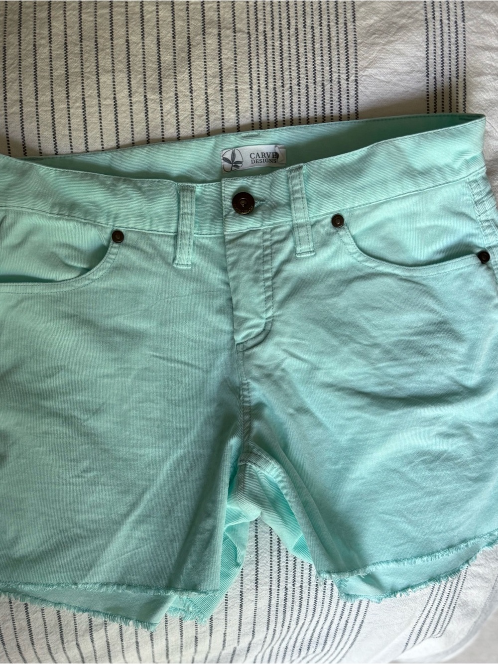 Carve Designs women’s Mint Green Denim Cutoff Shorts